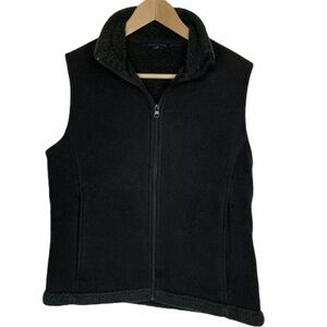 Lands end womens sherpa lined vest small black